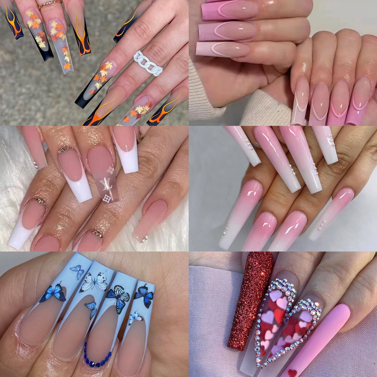 Long Length Press-on Nails mixed styles(6 Sets Nails Deal)