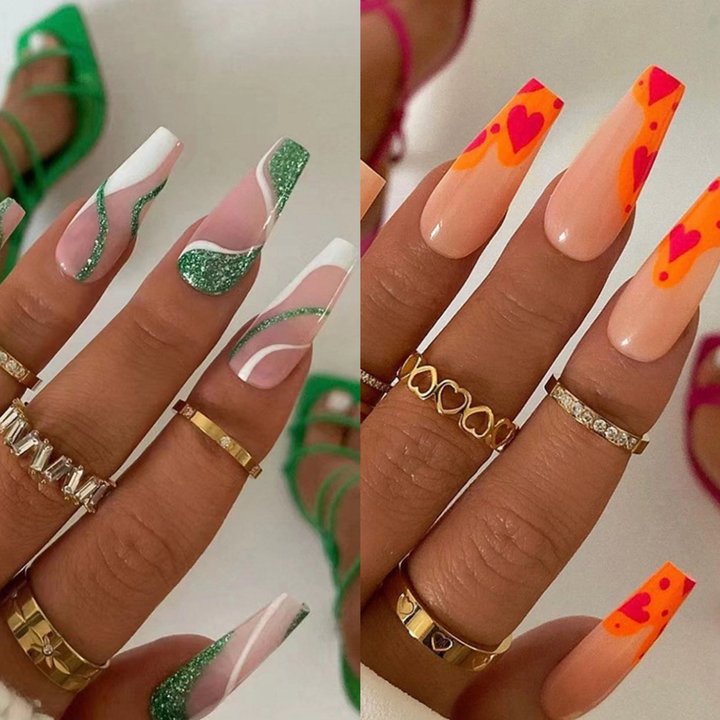 Long Length Press-on Nails mixed styles(2 Sets Nails Deal)