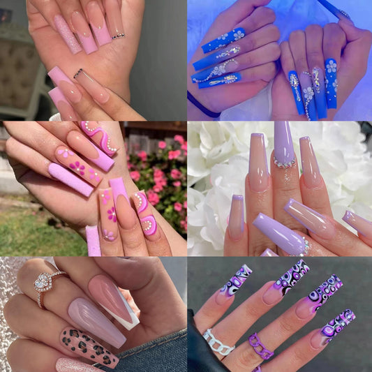 Long Length Press-on Nails mixed styles(6 Sets Nails Deal)