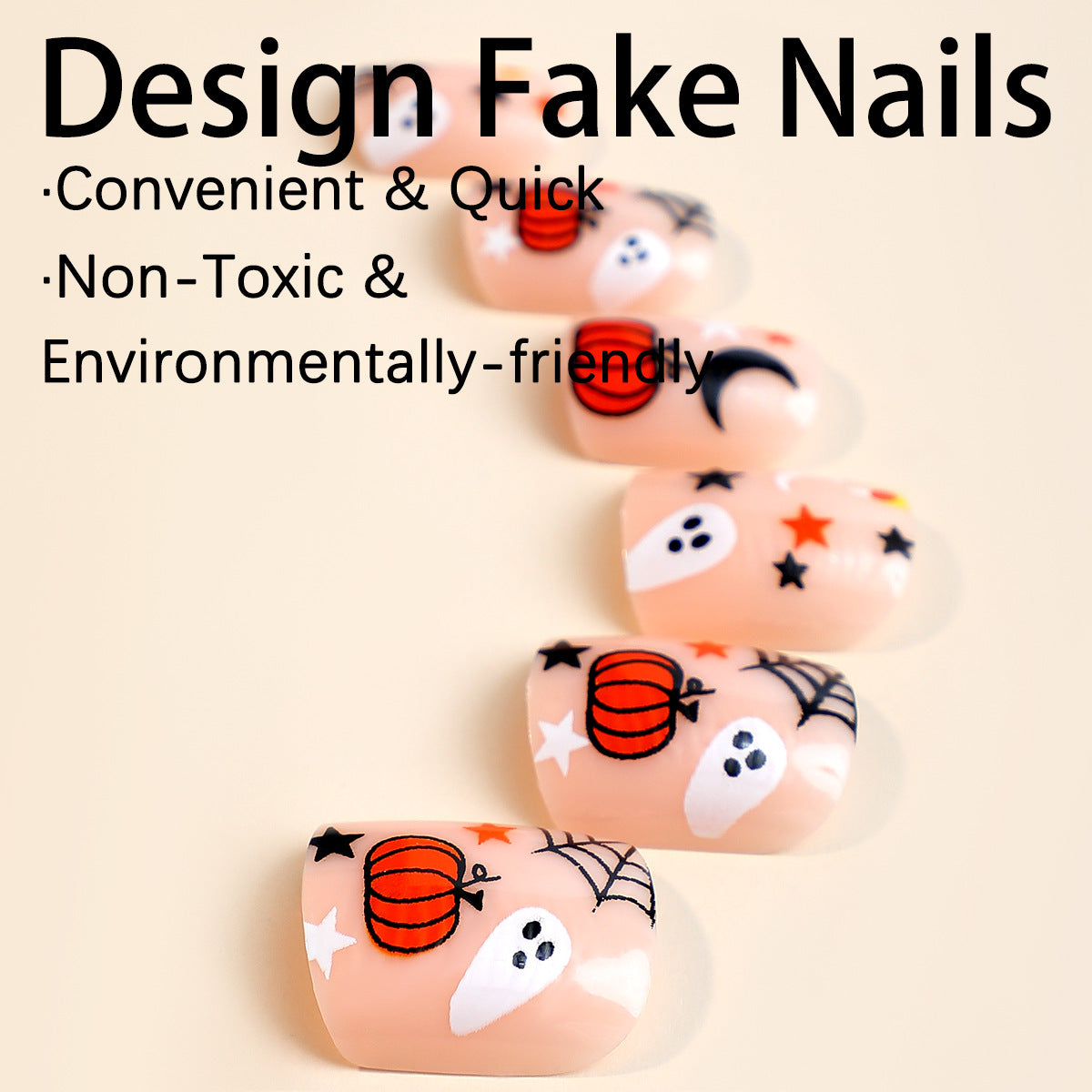 Halloween Pumpkin Spider Nails