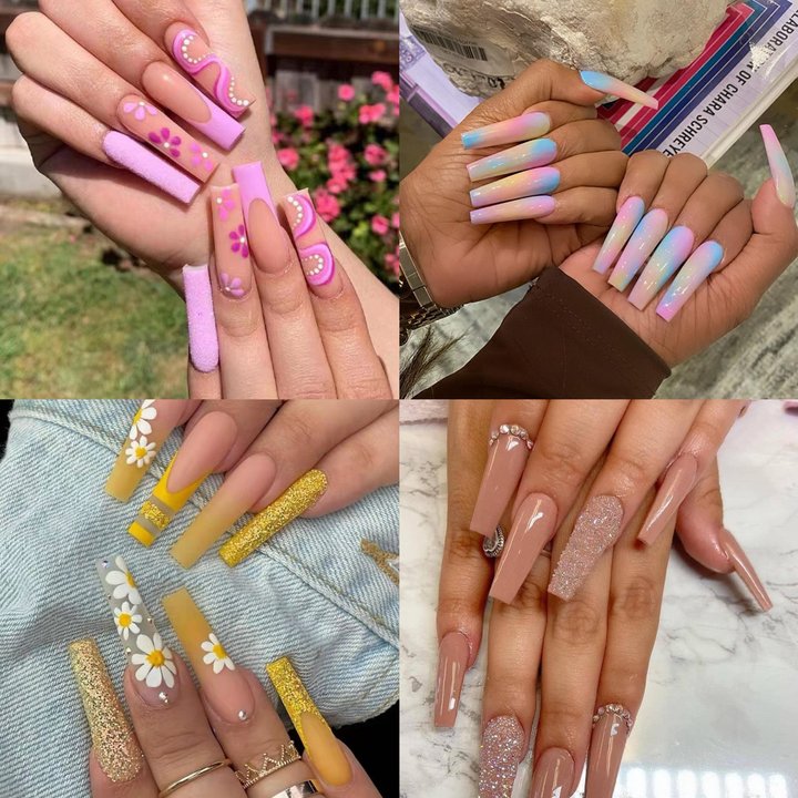 Long Length Press-on Nails mixed styles(4 Sets Nails Deal)