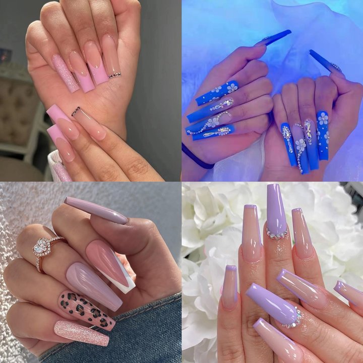 Long Length Press-on Nails mixed styles(4 Sets Nails Deal)