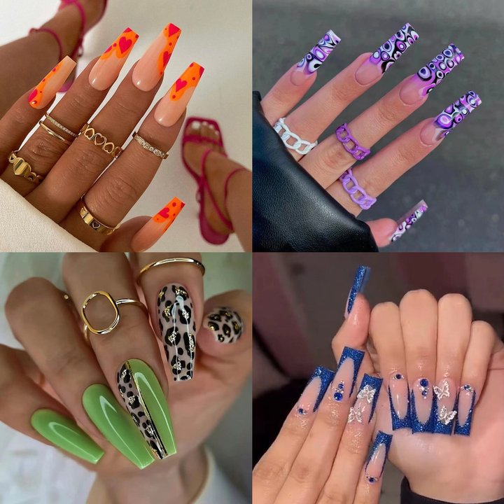 Long Length Press-on Nails mixed styles(4 Sets Nails Deal)