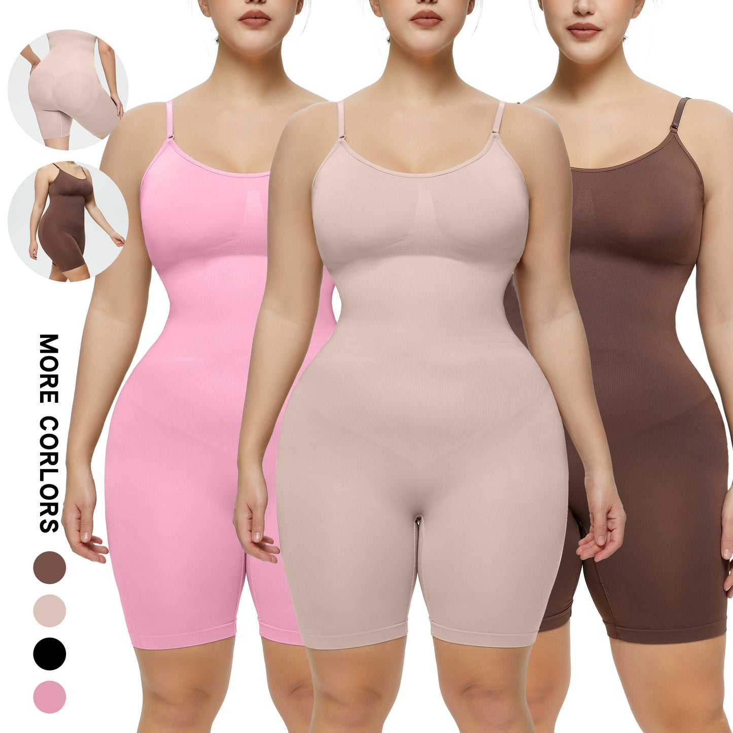 ShaperWave Essentials All Day Every Day Scoop Neck Mid-Thigh Bodysuit