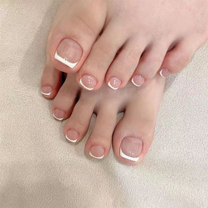 Minimalist white border French Toe Nails