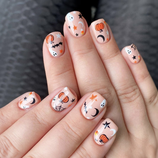 Halloween Pumpkin Spider Nails