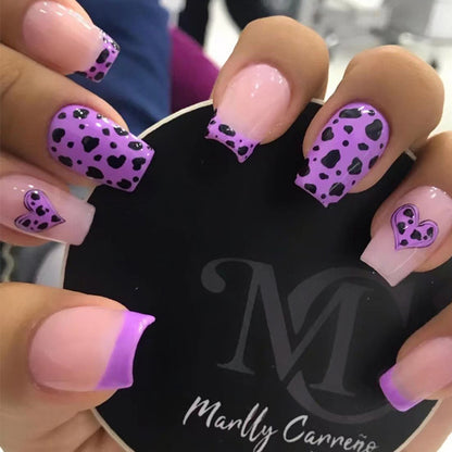 Purple heart leopard print