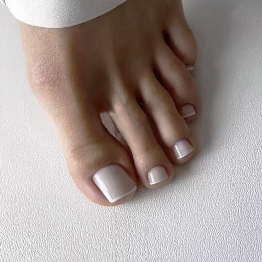 French White Border Toe Nails