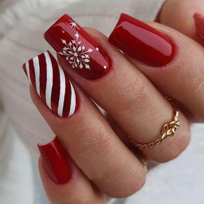 Red and White Striped Snowflakes Christmas