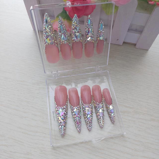 French Diamond Handmade Nails