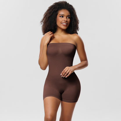 ShaperWave Detachable strap strapless Shapewear Mid-Thigh jumpsuit