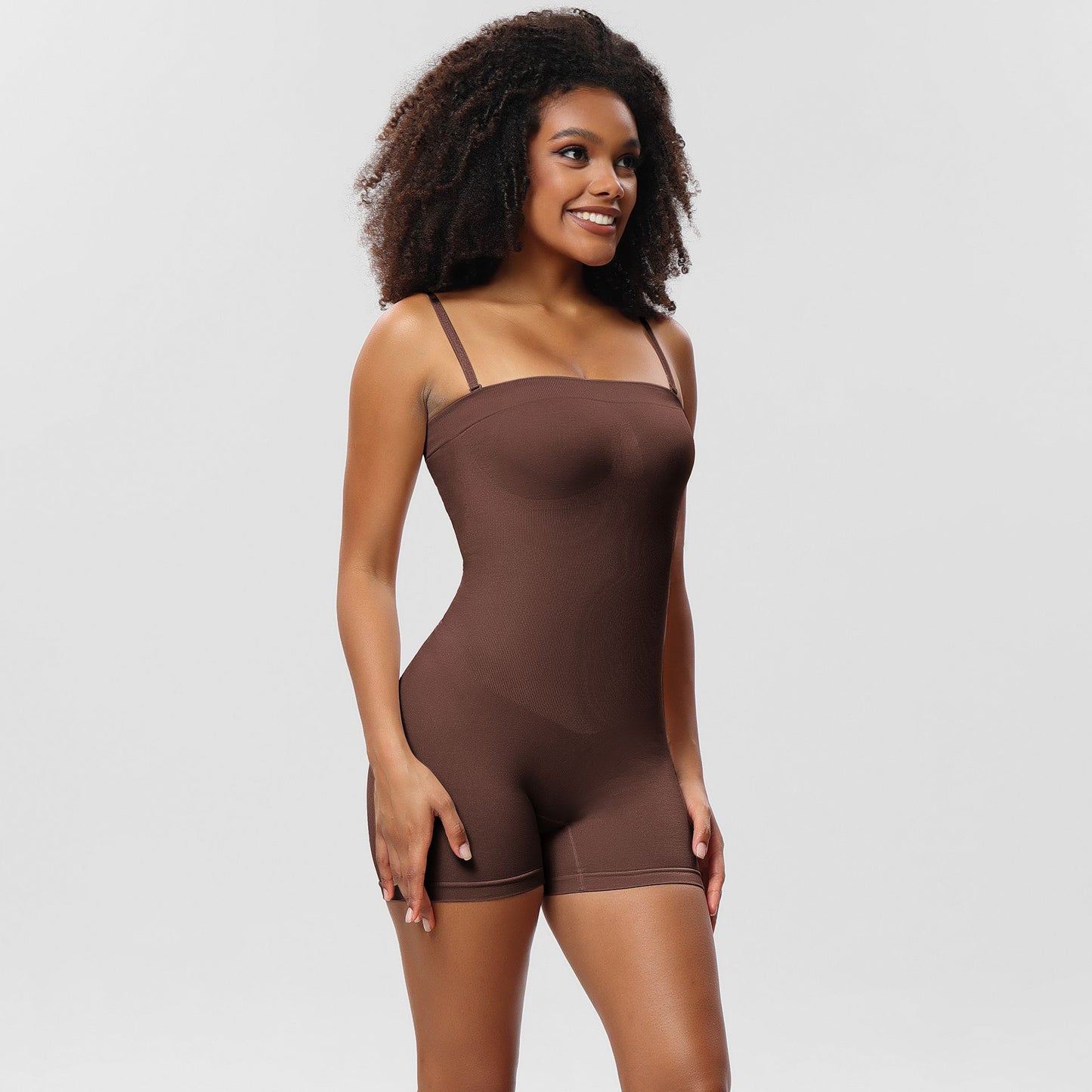 ShaperWave Detachable strap strapless Shapewear Mid-Thigh jumpsuit