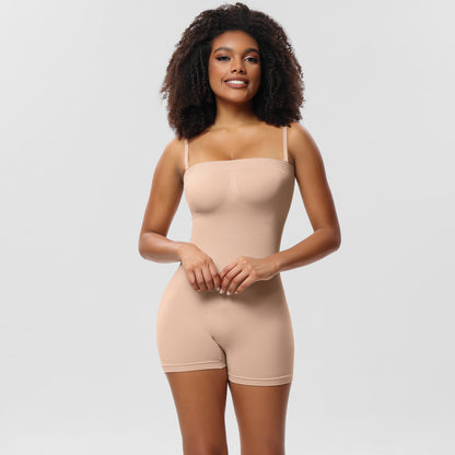 ShaperWave Detachable strap strapless Shapewear Mid-Thigh jumpsuit