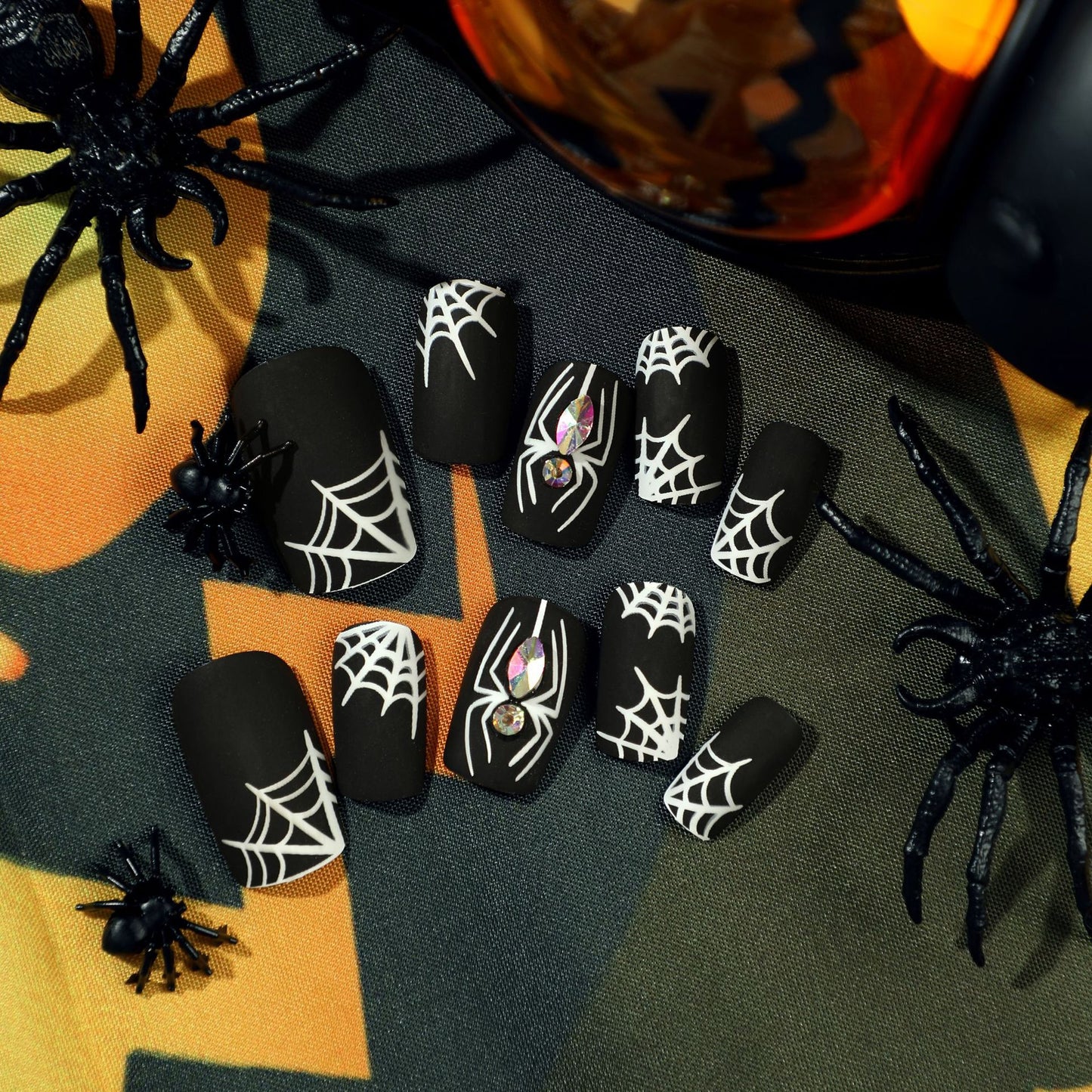 Black Matte White Spider Web Halloween