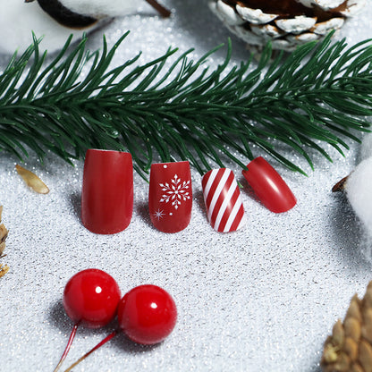 Red and White Striped Snowflakes Christmas