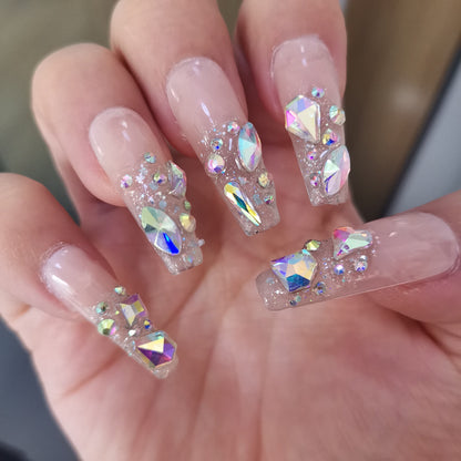 Light blue irregular diamond Handmade Nails