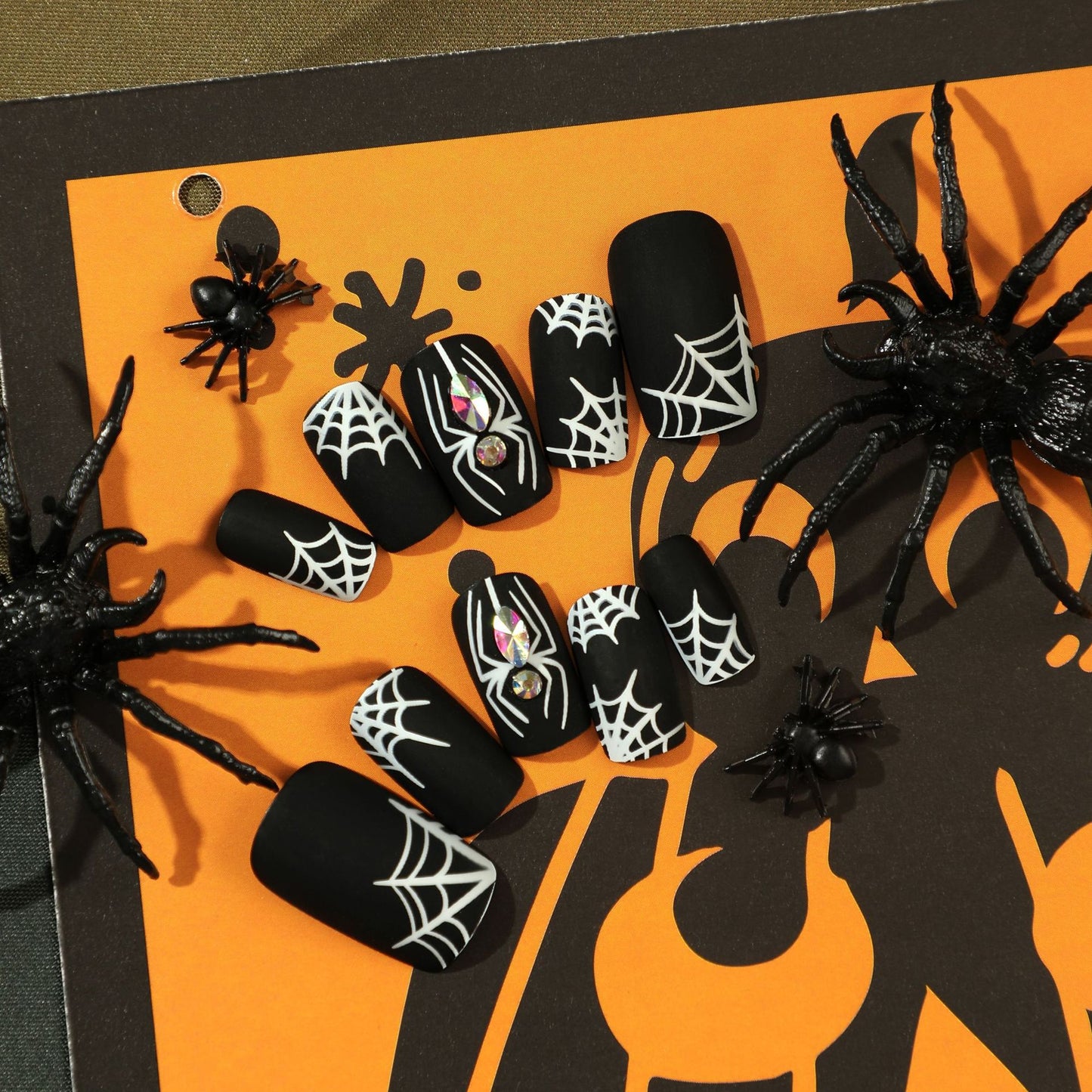 Black Matte White Spider Web Halloween