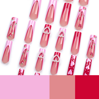 Love Pearl French Strawberry Valentine Nails