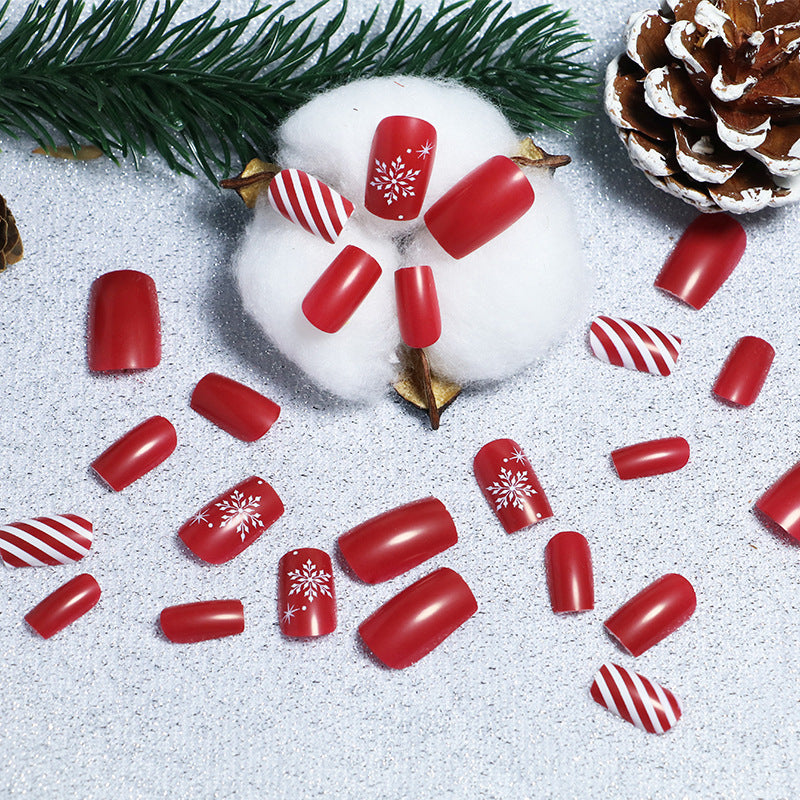 Red and White Striped Snowflakes Christmas