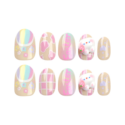 Cute cartoon rabbit Easter Nails