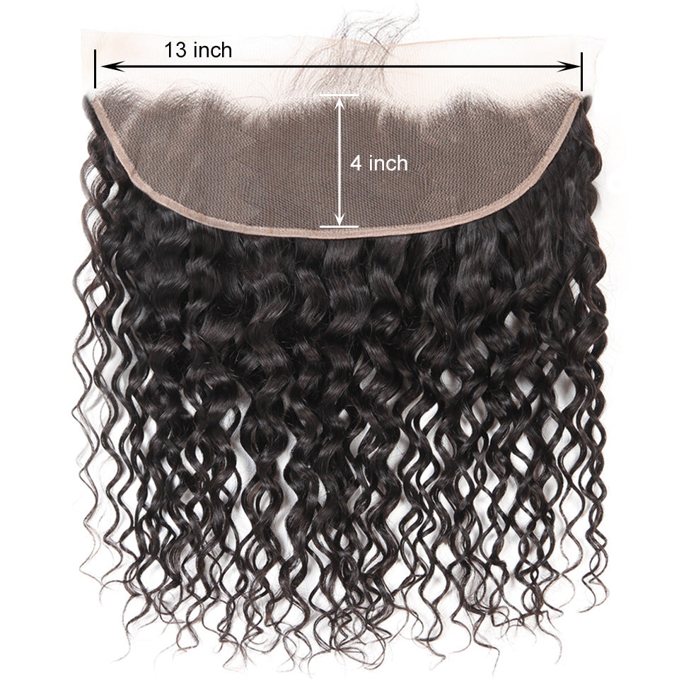 100% Virgin Human Hair Water Wave Ear to ear 13*4 Swiss Lace Frontal