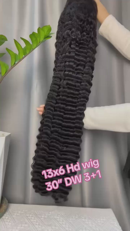 250% 13x6 HD Lace Frontal Wig Deep Wave – 100% Virgin Human Hair, Free Shipping