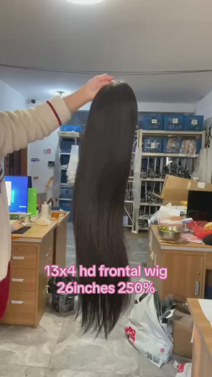 13x4 HD Lace Frontal Wig Straight– 100% Virgin Human Hair, Free Shipping