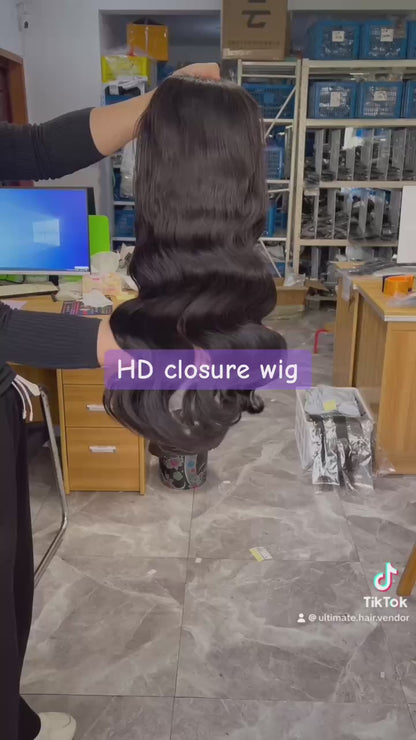 5x5 HD Lace Closure Wig Body Wave – 100% Virgin Human Hair, Free Shipping